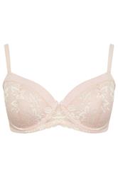 YOURS Plus Size Light Pink Lace Padded T-Shirt Bra | Yours Clothing 5