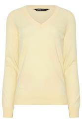 LTS Tall Butter Yellow Knit V-Neck Jumper