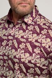 BadRhino Tailoring Big & Tall Burgundy Red Premium Leaf Print Long Sleeve Shirt | BadRhino 4