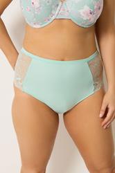 YOURS Plus Size Mint Green Microfibre Lace Full Briefs | Yours Clothing 3