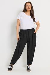 YOURS Plus Size Black Cuffed Balloon Trousers | Yours Clothing 3