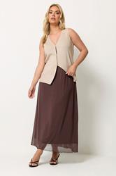 YOURS Plus Size Chocolate Brown Mesh Skirt | Yours Clothing 2