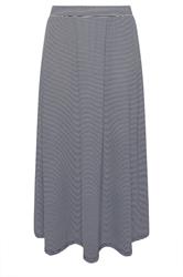 EVANS Plus Size Black & White Stripe Midaxi Skirt | Evans 5