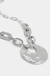 Silver Tone Diamante Link Pendant Necklace | Yours Clothing 2