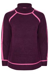 EVANS Plus Size Purple Contrast Tipped Jumper | Evans 5