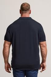 BadRhino Big & Tall Navy Blue Knitted Short Sleeve Polo Shirt | BadRhino 2