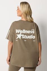 YOURS ACTIVE Plus Size Brown 'Wellness Studio' T-Shirt | Yours Clothing 4