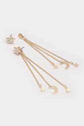 Gold Tone Celestial Tassel Earrings | Yours Clothing 2