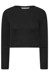 PixieGirl Petite Black Ribbed Pyjama Top