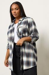 YOURS Plus Size Blue Check Boyfriend Shirt | Yours Clothing 3