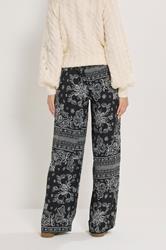 LTS Tall Black Paisley Wide Leg Trousers | Long Tall Sally 2