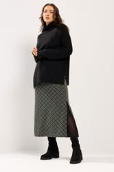 YOURS Plus Size Khaki Green Check Print Tube Skirt | Yours Clothing 1