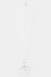 Silver Tone Mixed Circle Long Necklace | Yours Clothing 3
