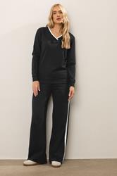 LTS Tall Black Contrast Ribbed Trim Sweatshirt | Long Tall Sally 2