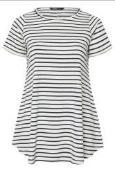 YOURS Plus Size White Striped Ribbed Swing Top | Yours Clothing 5