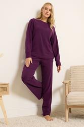 LTS Tall Women's Burgundy Red Microfleece Wide Leg Trousers | Long Tall Sally 1