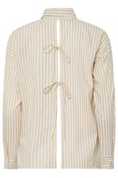 PixieGirl Petite Women's Stone Brown Stripe Tie Back Cotton Shirt | PixieGirl 6
