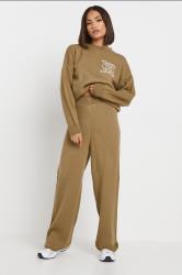 PixieGirl Petite Women's Beige Brown Knitted Wide Leg Trousers | PixieGirl 1