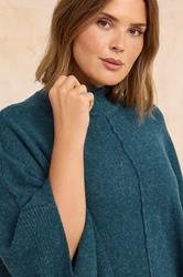 EVANS Plus Size Teal Blue Seam Detail Knitted Cape | Evans 4