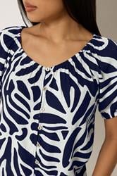 M&Co Petite Navy Blue Abstract Print Blouse | M&Co 4