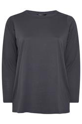 YOURS Curve Grey Long Sleeves T-Shirt