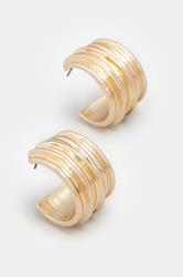 Gold Tone Textured Curve Stud Earrings | Yours Clothing 2