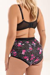 YOURS Plus Size 5 PACK Black Floral Print Full Briefs | Yours Clothing 5
