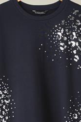 EVANS Plus Size Navy Blue Leopard Sequin Embellished Sweatshirt | Evans 7