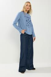 LTS Tall Blue 'La Patisserie' Slogan Long Sleeve T-Shirt | Long Tall Sally 2