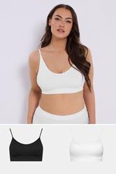 YOURSET 2 PACK Plus Size Black & White Seamless Padded Bralettes | Yours Clothing 1