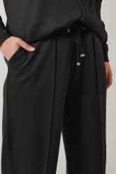 EVANS Plus Size Black Luxe Wide Leg Joggers | Evans 4