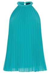 STAR Turquoise Blue Pleated Halterneck Top