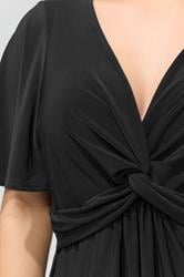 YOURS LONDON Plus Size Black Knot Detail Front Short Sleeve Top | Yours Clothing 4