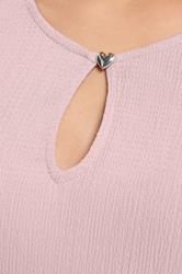 YOURS Plus Size Light Pink Textured Keyhole Detail Top | Yours Clothing 4