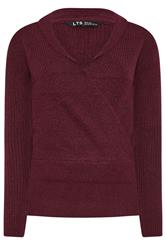 LTS Tall Burgundy Red Knitted Wrap Jumper | Long Tall Sally 5
