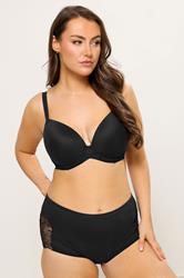 YOURS Plus Size Black Microfibre Lace Shorts | Yours Clothing 1
