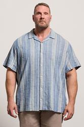 JACK & JONES Big & Tall Navy Blue Linen Blend Resort Shirt | BadRhino 3