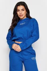 PixieGirl Petite Womens Cobalt Blue 'Los Angeles' Slogan Cotton Cropped Hoodie | PixieGirl  1