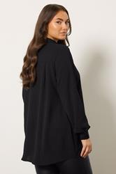 EVANS Plus Size Black Button Detail Pleat Front Blouse | Evans 2