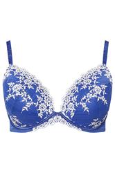 YOURS Plus Size Blue Floral Embroidered Plunge Bra | Yours Clothing 5
