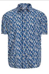 JACK & JONES Big & Tall Blue Animal Print Short Sleeve Shirt