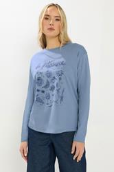 LTS Tall Blue 'La Patisserie' Slogan Long Sleeve T-Shirt | Long Tall Sally 1