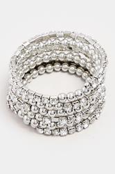 Silver Tone Diamante Stretch Statement Bracelet | Yours Clothing 3