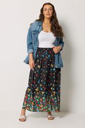 YOURS Plus Size Black Floral Ditsy Maxi Skirt | Yours Clothing 1