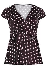 YOURS LONDON Curve Purple Polka Dot Wrap Front Top