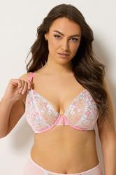 YOURS Plus Size Pink Lace Underwired Non Padded Bra | Yours Clothing 3