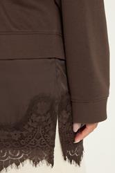 YOURS Plus Size Chocolate Brown Lace 2-In-1 Jumper | Yours Clothing 4