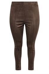 YOURS Plus Size Chocolate Brown Faux Suede Leggings | Yours Clothing 6