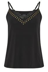 STAR Black Stud Detail Lace Cami Top
