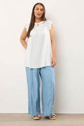 EVANS Plus Size White Cutwork Tie Neck Blouse Modal | Evans 1